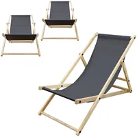 ECD Germany 3Er Set Liegestuhl Klappbar Anthrazit Holz 3