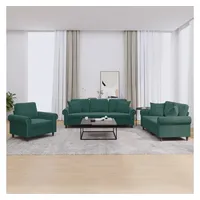 VidaXL 3-tlg. Sofagarnitur mit Kissen Dunkelgrün Samt