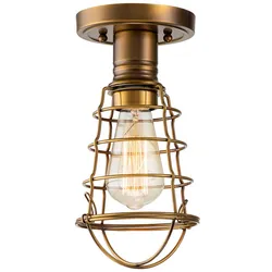 Deckenleuchte Deckenlampe Wohnzimmerleuchte Stahl Messing 1 Flammig Käfig-Design