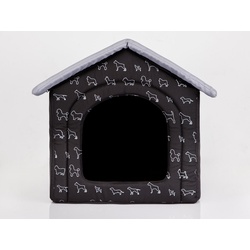 Bjird Tierhaus Hundehütte – Hundehöhle für kleine mittelgroße und große Hunde, Hundeliegen mit herausnehmbarer Dach, Größe S-XXXL, made in EU schwarz 60 cm x 60 cm x 55 cm