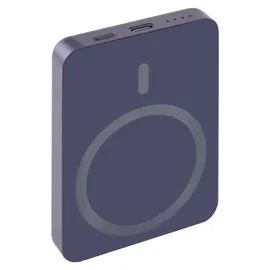 EMOS Powerbank 5 000 mAh WI 522 mit Magnet - magnetischer externer Akku mit Passthrough und Wireless-Charging USB-C-Ausgang inkl. USB-Datenkabel - für iPhone, iPad, Smartwatches - blau