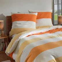 Traumschlaf Streifen Biber orange 200 x 220 cm + 2 x 80 x 80 cm