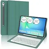 IVEOPPE Hülle mit Tastatur für Samsung Galaxy Tab S10 FE+ 13.1 Zoll, Deutsches QWERTZ-Layout, Tastatur für Samsung Tab S10 FE+ 13.1" 2025, 7-Farbige Beleuchtung Magnetisch Keyboard, Dunkelgrün