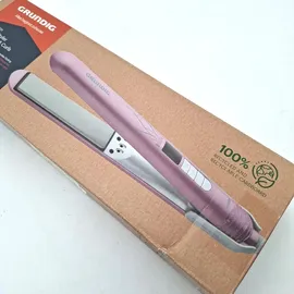 Grundig HS 7130 Haarglätter, Glätteisen, 4 Stufen, 160 °C bis 220 °C, Ionic-Funktion, bewegliche Vollkeramikplatten, Turbo-Funktion, Rosé/Silber