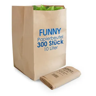 Funny Bio-Papierbeutel, braun, circa 10 l, 1er Pack (30 x 10 Stücke)