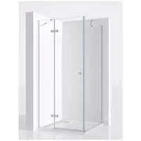 IMPTS Eckdusche Duschkabine Duschtür Falttür mit Seitenwand, BxT: 120x90 cm, Sicherheitsglas, Set, Mit Hochwertigen Aluminiumprofilen in Silber, Rahmenlos Duschabtrennung Eckeinstieg Duschtür Flatbar 120 cm x 185 cm x 90 cm