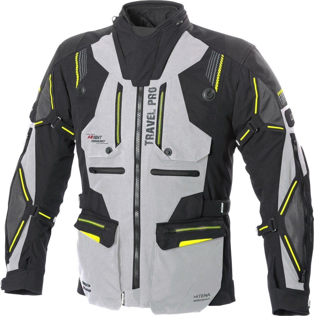 Büse Travel Pro Motorrad Textiljacke, schwarz-grau, Größe 48 für Männer