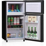 Merax 72L Mini-Kühlschrank mit Gefrierfunktion schwarzer Glastür, 39 dB, 7-stufige Temperaturregelung, R600a Kältemittel, LED-Beleuchtung, 120 kWh/Jahr, für Küche, Büro, Wohnmobil, Direktkühlung