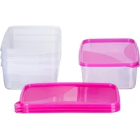 MiraHome Gefrierdosen 4x3L rechteckig pink – Vorratsdosen mit Deckel luftdicht – Transparente Frischhaltedosen – Aufbewahrungsbox Küche für Mealprep & Organisation – Austrian Quality