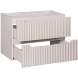 Lomadox Badmöbel Waschtischunterschrank 80 cm Kaschmir beige gerillte Front Waschbeckenschrank Badschrank 2 Schubkasten Auszüge B/H/T ca. 80/57/39 cm