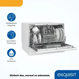 Exquisit GSP206-030D Tischgeschirrspüler (freistehend, 550 mm breit, Weiß)