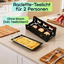 ideoon Faltbares Raclette-Teelicht für 1-2 Personen schwarz