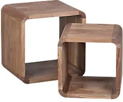 WOHNLING Rechteckiger Kaffeetisch Braun 430 x 360 x 430 mm 2 Stück