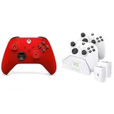 Xbox Wireless Controller Pulse Red+Venom Twin-Ladestation mit 2 x wiederaufladbaren Akkupacks – Weiß Series X & S One