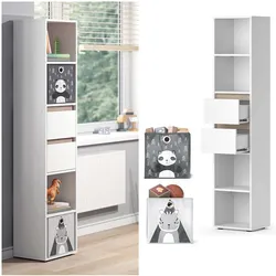 Vicco Kinderregal Bücherregal Standregal Robert Weiß 36 x 171 cm modern Faltboxen Kinderzimmer Regal Wandregal Aufbewahrungsregal Spielzeugaufbewahrung