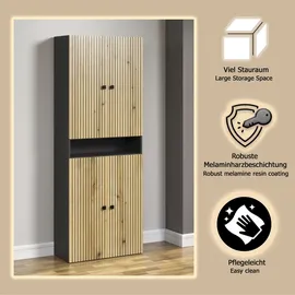 WELLTIME Amrum Hochschrank Badezimmerschrank 70 x 188 x 31 cm Grau