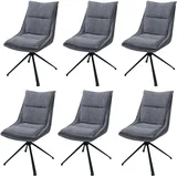 Mendler 6er-Set Esszimmerstuhl HWC-N71, drehbar Auto-Return, Stoff/Textil (420g/m2) grau