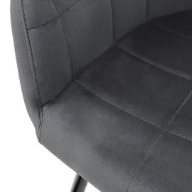 ECD Germany 6er Set Esszimmerstühle mit Rücken- Armlehnen, Dunkelgrau, Samtbezug,