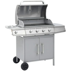 vidaXL Gasgrill Gasgrill 4+1 Flammen Silbern Edelstahl silberfarben