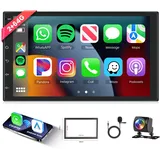 Hodozzy [2GB+64GB] Autoradio 2 Din mit Navi Android mit Wireless Carplay, Android Auto, 7 Zoll Touchscreen 1080P Bildschirm Autoradio Bluetooth, HiFi, FM/RDS Radio, WiFi, GPS, AHD Rückfahrkamera, USB