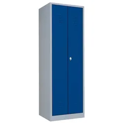 Spind Kleider-Wäsche-Schrank Kleiderspind 2-türig 180x50x50cm lichtgrau/enzianblau 510701