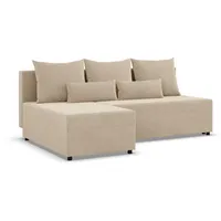 Fermo - Ecksofa mit Schlaffunktion, Bettkastem, Komfort und Still, Universelle Seite, beige (Poso 100)