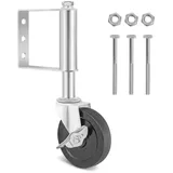 QUBEBU Torbeschlag Gefederte Laufrolle für Schiebetore Lenkrollen mit Bremse, Möbelrolle (1x Lenkrolle mit Schrauben, 1x Schrauben- und Mutternzubehör., 1 St) silberfarben