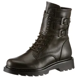 Bikerboots TAMARIS, Damen, Gr. 36, braun (braun used), Lederimitat, used, modisch, Schuhe, Blockabsatz, Schnürboots, Schnürstiefelette mit Innenreißverschluss