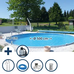 Summer Fun Stahlwand Pool-Set BALEAREN Tiefbecken Ø 500 x 150 cm