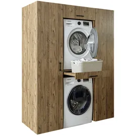 roomartstore.de DUO-I Hochschrank 157 cm Schwarz Holz, Spanplatte