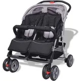 vidaXL Zwillingsbuggy grau und schwarz