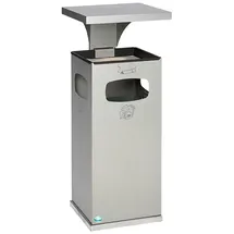Proregal Kombiascher mit verstärktem Schutzdach 38 Liter, HxBxT 91 x 39,5 x 39,5 cm Verzinkter Stahl Silber
