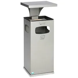 Proregal Kombiascher mit verstärktem Schutzdach 38 Liter, HxBxT 91 x 39,5 x 39,5 cm Verzinkter Stahl Silber