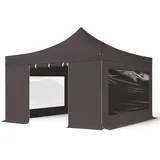 TOOLPORT 4x4m Stahl Faltpavillon, inkl. 4 Seitenteile, dunkelgrau