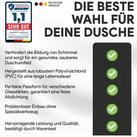 tktrading24 Duschdichtung PVC Ersatzdichtung Duschkabine Dusche TYP-22 200cm Glasstärke 8mm