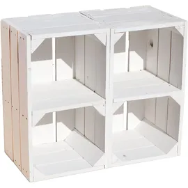 Kistenkolli Altes Land 2er set Regalkiste Hilde weiß mit Mittelbrett