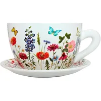 Dekohelden24 Blumentopf, Pflanztasse, Pflanzkübel, Pflanzgefäß, Übertopf aus Keramik bunt