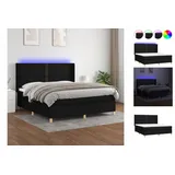 vidaXL Boxspringbett mit Matratze & LED Schwarz 160x200 cm Stoff