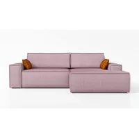 Mebloland Ecksofa TOR mit Schlaffunktion. Farbe: Lavender. - Rosa
