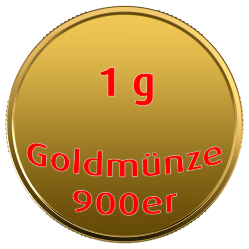1 g Goldmünze divers (Feingehalt 900/1.000)