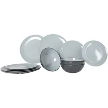 gimex Vivid Line Geschirrset, 12-teilig, grau/anthrazit