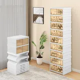 YITAHOME Schuhboxen, 18 Stück, Faltbar, Schuh-Organizer, Behälter, langlebig, Stapelbar, mit Türen, Schuhschrank, Passend für bis zu EU Größe 45, Einfache Installation, 44x34x156cm