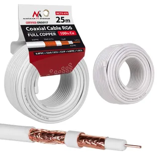 Maclean Brackets Maclean MCTV-470 Koaxialkabel RG6 Reines Kupfer 100% Cu Koax Antennen Kabel SAT Satellitenkabel TV (25m)