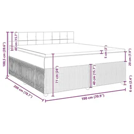 vidaXL Boxspringbett 180 x 200 cm Dunkelgrau