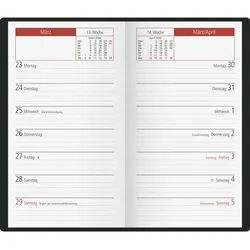 Rido Taschenkalender TM15 8,7x15,3cm 1 Woche/Seite Kunststoff schwarz 2026