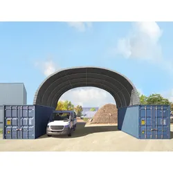 TOOLPORT Contop 8x6m Container Überdachung, PRIMEtex-Plane, grau, mit Statik - (47601)