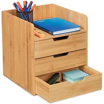 Relaxdays Schreibtisch Organizer 3 Schubladen Braun