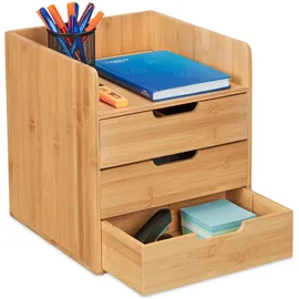 Relaxdays Schreibtisch Organizer 3 Schubladen Braun