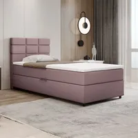 Panda möbel Boxspringbett 100x200, mit Bettkasten, Rosa, Matratze und