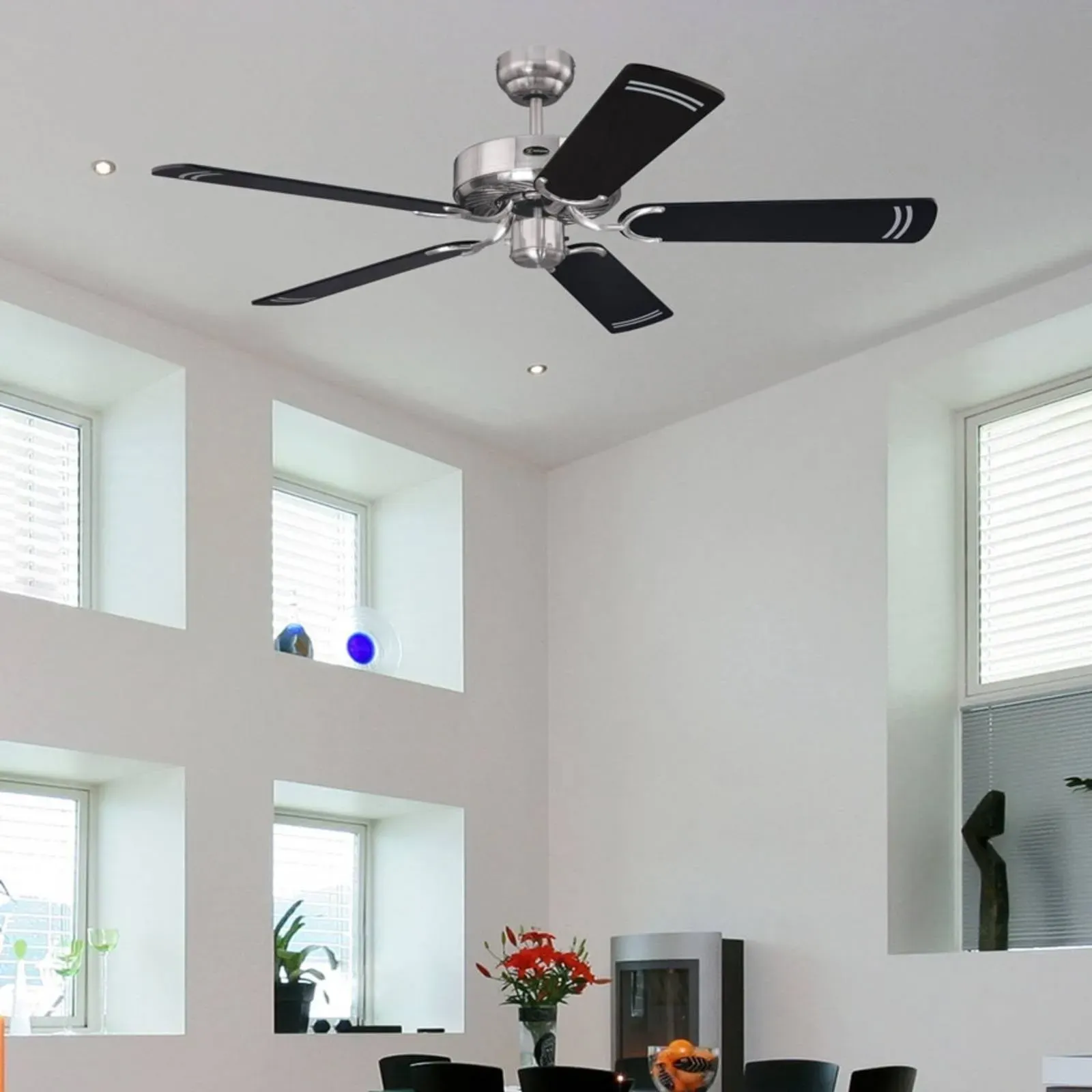 Westinghouse Cyclone-Ventilator in Schwarz CYCLONE, schwarz, für Wohn- / Esszimmer, Metall - 132 cm - 132 cm - 34 cm